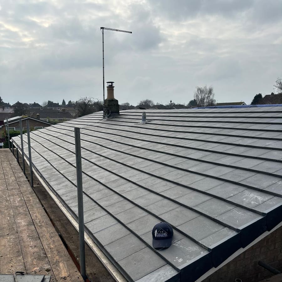 A finished new tiled roof