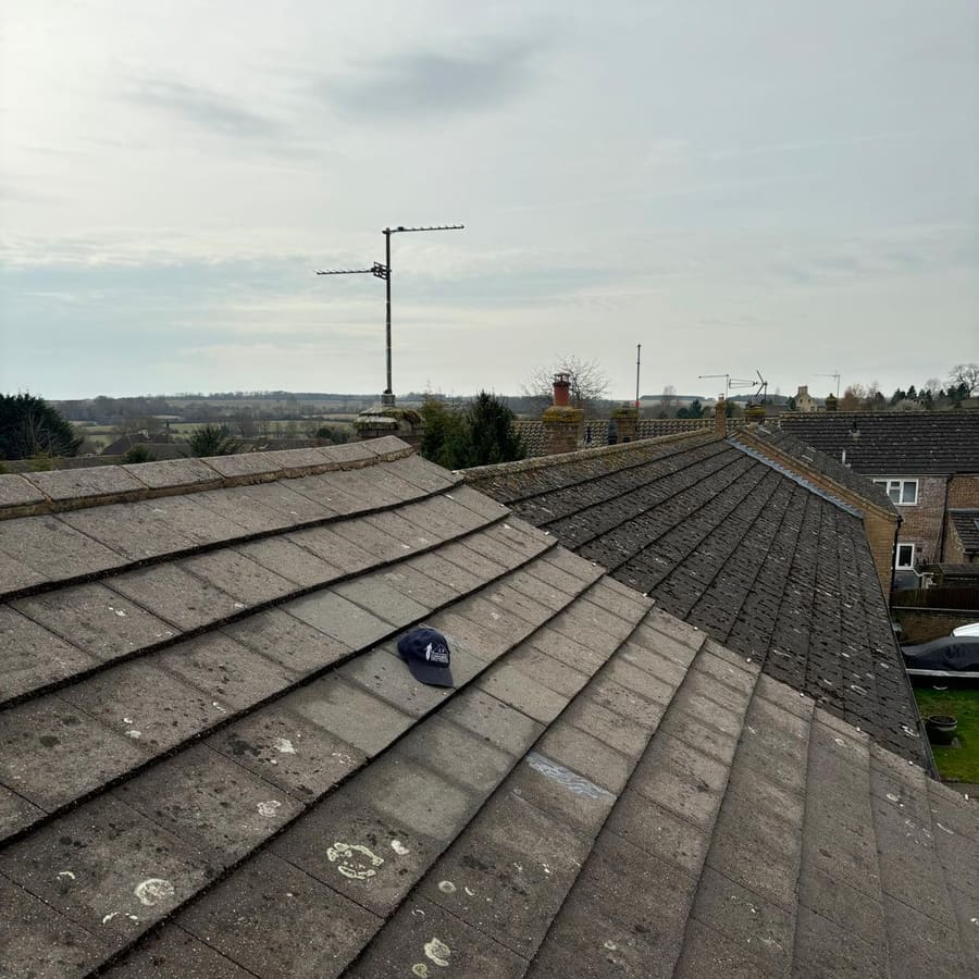 A close view of a finished new roof
