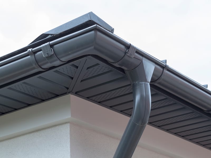 New soffit and guttering on a house corner