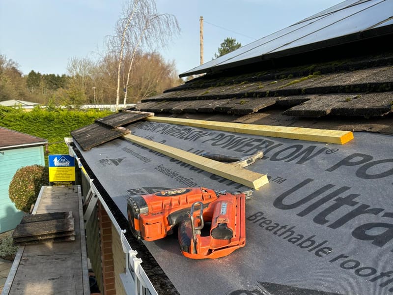 New breathable membrane and treated battens on a re-roof